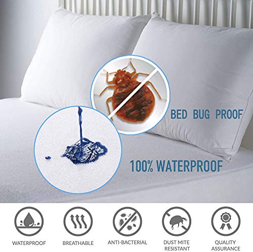 wyewye Twin-XL Size Mattress Protector Waterproof Mattress Encasement Bed Mattress Cover Bedwetting Cooling and Breathable, Noiseless and Vinyl Free Mattress Protector - Thumbnail 7