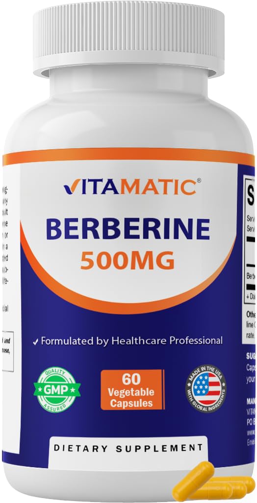 Vitamatic Suplemento de Berberina HCl 500 mg, 60 cápsulas vegetais