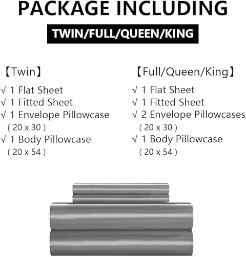 Miniatura 8 de HommxJF Juego de sábanas de satén de 5 piezas tamaño matrimonial, sábanas sedosas y transpirables de lujo con 1 sábana encimera de satén, 1 sábana