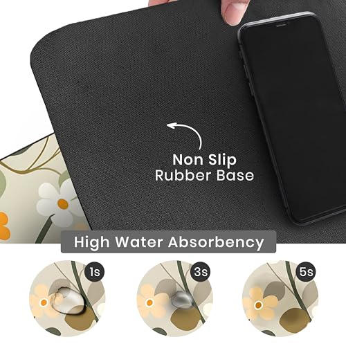 Image of Yellow Weaves Washer & Dryer Cover for Top, 60 x 60 cm, Washing Machine Top Protector Mat for Kitchen /Laundary Room, Water Absorbing, Dustproof, Scratch Resistant & Non-Slip (Botanical Beige)