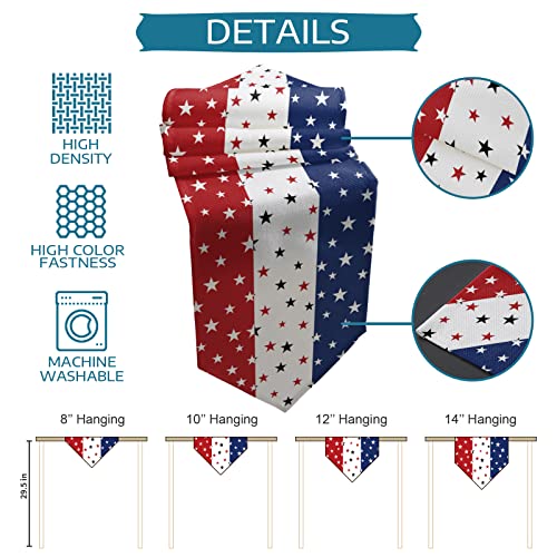 Independence Day Table Runner With Cotton Linen Blend,July 4Th Red White Blue Table Top Covers Table Runner Decorations For Indoor Outdoor Party Holiday Wedding Dining Table-13 X 70Inch Long #TOP5