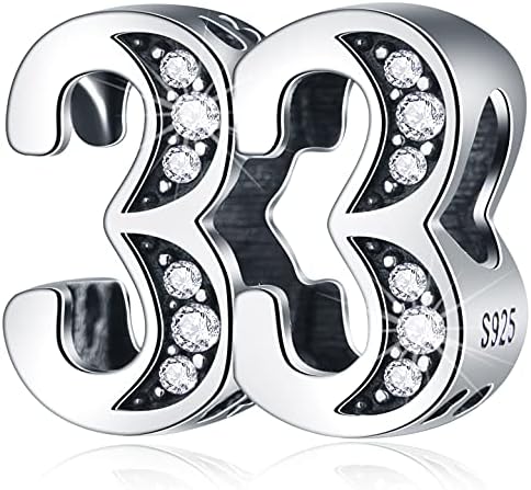 CRISNATA 5,10 to 50,52,55,56,60,65,70,75,80 Birthday Charms fit European Anniversary Bracelets, 925 Sterling Silver Number Charms with Clear CZ Stones, Gifts for Family/Lover/Friends