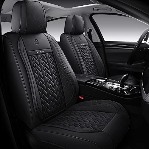 Leyjoin Faux Leather Full Coverage Car Seat Covers Universal Fit For 5 Passengers Cars Suvs Trucks With Waterproof Leatherette In Automotive Seat Cover Accessories (Black) #TOP2