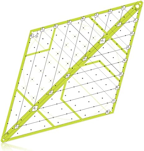 Kanayu 60 Degree Diamond Ruler Acrylic Patch Templates 60 Degree Triangle Ruler for Quilting Sewing Piecing