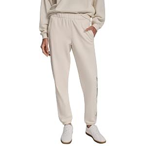 DKNY Womens High Rise Exploded Rhinestone Varsity Logo Relaxed Jogger