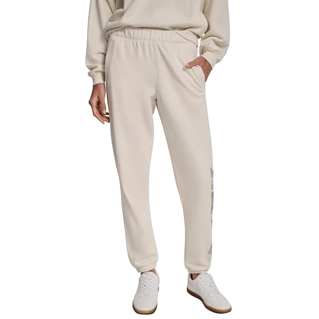DKNY Womens High Rise Exploded Rhinestone Varsity Logo Relaxed Jogger