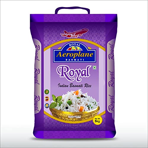 Aeroplane Royal Basmati Rice 5kg | Premium Aged Long Grain | Rich Aroma | Non-Sticky Fluffy Grains | Best Basmati Rice for Everyday Cooking