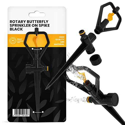 Aspersor de jardín para coche, aspersor de superficie, aspersor de impulso, aspersor de mariposa para riego, giratorio en punta, fácil conexión rápida, aspersor de 360°, aspersor de césped