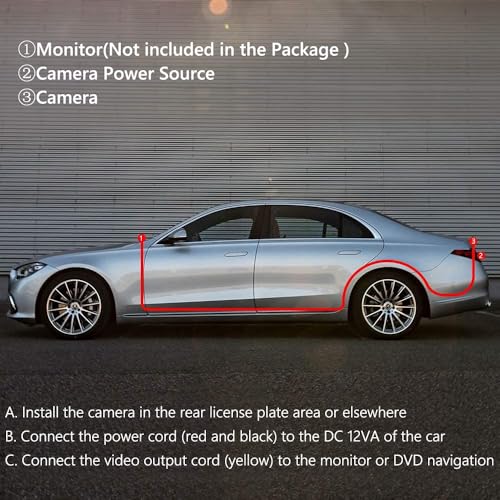 Rückfahrkamera, Auto-mobil Rückfahrkamera mit Ultra HD 8LED Nachtsicht, 170 ° Blickwinkel, wasserdicht, 12V Universal für PKW/LKW/SUV/RV/Pickup/Vans Kennzeichenhalterung