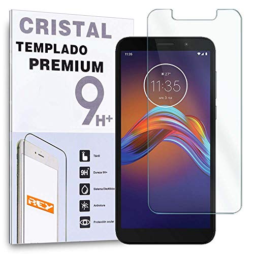 REY Protector de Pantalla para MOTOROLA MOTO E6 PLAY, Cristal Vidrio Templado Premium