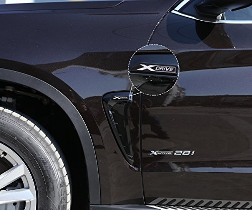 Metyoucar Abs Xdrive Shark Gills Side Fender Vent Decoration Trim For Bmw X5 F15 X5M F85 14-17(Black+White) #TOP1