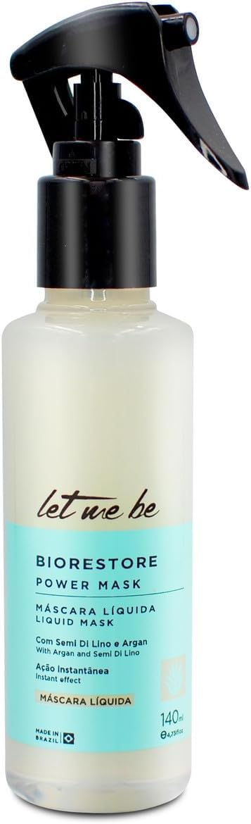 Máscara Biorestore Líquida Let Me Be – Hidratação Intensa e Brilho, 140ml – Tratamento Capilar Leve e Não Oleoso