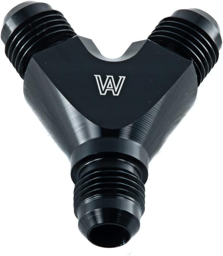 6AN Male to 2x 6AN Male Aluminum 3-Way Y Block Fitting Adapter Black