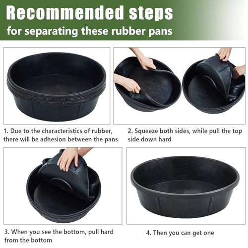 Sadnyy 3 Pcs 3 Gallon Rubber Feeder Pan Utility Horse Feed Bucket Pig Bowl for Cats Dogs Goats Chicken Dust Bath Container Animal Feeding, 17.5 x 5.3 inches/ 44.5 x 13.5 cm