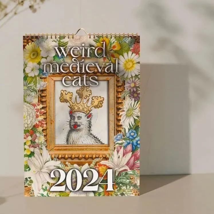 Weird - Calendario medieval de gatos 2024, calendario divertido, calendario medieval extraño de pared de gatos, calendario de pared 2024 con lindos