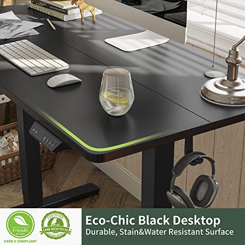 Fezibo Electric Standing Desk, 55 X 24 Inches Height Adjustable Table, Ergonomic Home Office Furniture With Splice Board, Black Top #TOP1