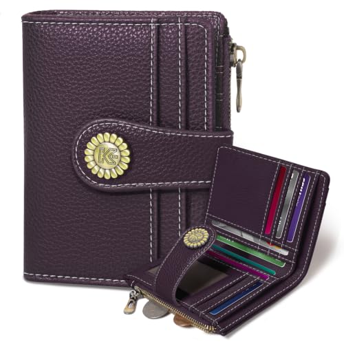 Image of Kelvoris Small Rfid Women Wallet Bifold Zipper Coin Pocket | PU Leather Compact Cash Credit Card Holder Travel Purse for Female Ladies Teen Girls 1 ID Window 10 Card Slots
