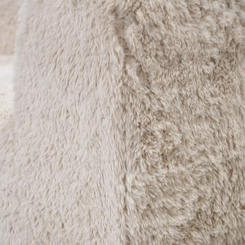 Furniture of America Havyn Modern Faux Fur 1-Seater Square Modular Foam Ottoman, Compressed Couch in a Box, No Assembly Required, for Living Room and Office, Sand by Furniture of America - Image 8