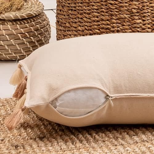Milam London Set of 2 Boho 30 x 50 cushion cover | Soft Decorative Pillows | Cotton & Linen Throw Pillow Case With Embroidered Tree Pattern | Cream Cushion Covers 12 x 20 inch | New Home Gifts
