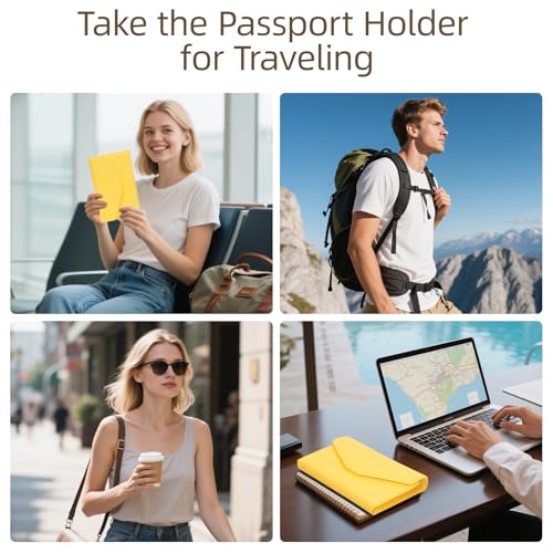 ZOPPEN Multi-purpose Rfid Blocking Travel Passport Wallet (Ver.4) Tri-fold Document Organizer Holder, 22 Primrose Yellow