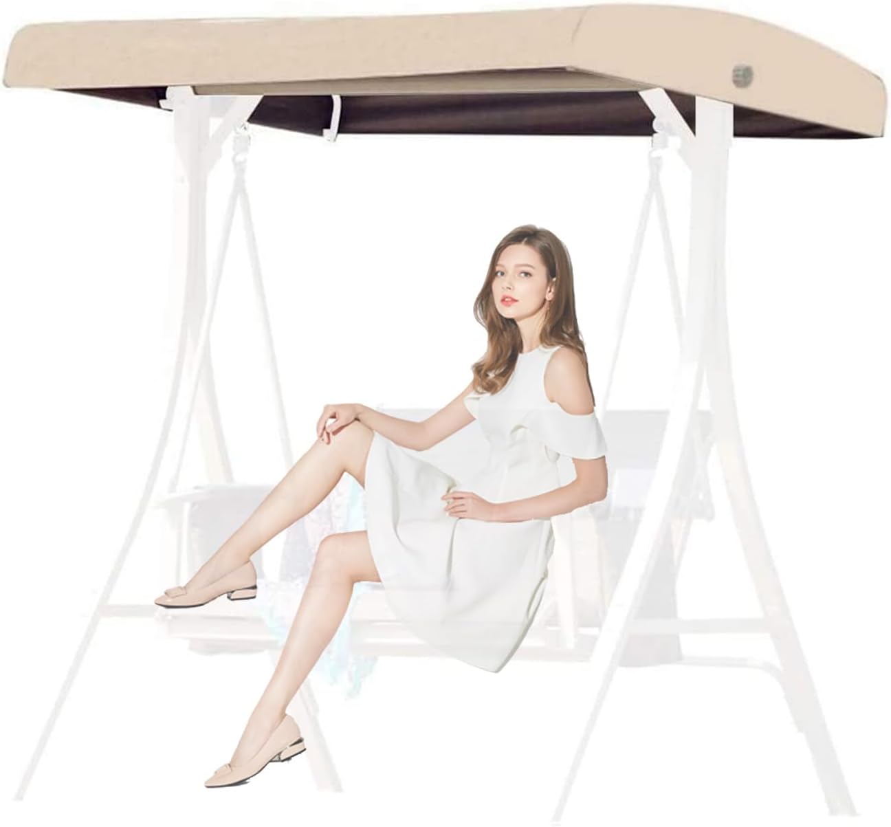 Swing Canopy Replacement,Replacement Canopy for 2 Seater Swing,Heavy Duty Polyester Fabric,Sun Protection, Waterproof, for Outdoor Patio Garden Swing(Size:152*124cm/59.8*48.8inch,Color:2-seater)