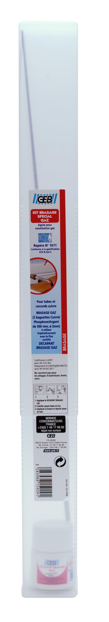 Bobine fil soudure etain 3% cuivre Ø2mm 500g GEB pour l'assemblage de tuyaux de plomberie