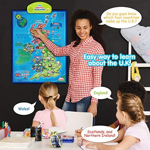 BEST LEARNING i-Poster My United Kingdom Interactive Map - Educational Talking Toy for Boys and Girls Ages 5 to 12 Years Old for Kids | UK Geography Electronic Game 5, 6, 7 Birthday Gift Present