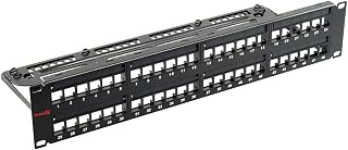 Simply45 Unloaded 48 Port Unshielded Keystone Patch Panel, Black, 2RU | 10GBase-T Ready, ANSI/TIA 568.2-D Compliant, Includes Cable Management Bar, Cable Ties & Rack Mount Hardware, S45-2048U