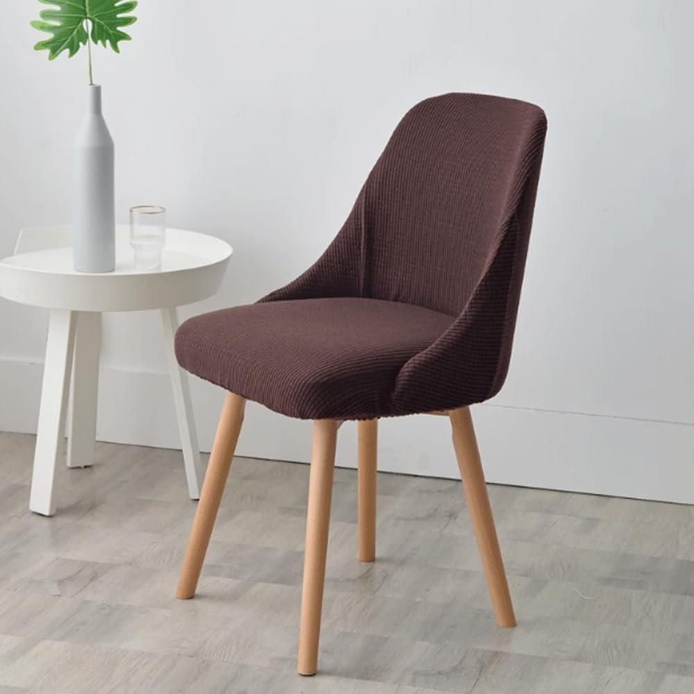 Curved Bar Swivel Dining Chair Covers Slipcover Set of 2/4/6 Kitchen/Dining/Living Room Counter Chair Slipcover Bar Pub Stools Height Chair Protector Covers(Coffee,6PCS)