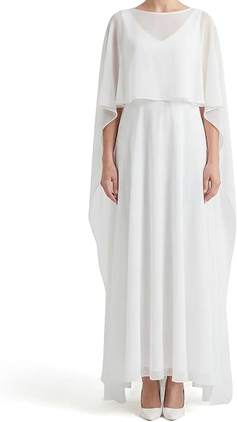 Women High Low Chiffon Cape Sheer Shawl Wedding Bridal Shawl Cape Evening Dress Capelets for Women
