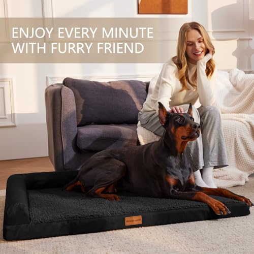 Patas Lague Cama ortopédica XXL para cães extragrandes 121 x 76 cm, à prova d'água, em forma de L,