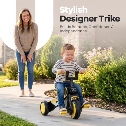 Image of R for Rabbit Tiny Toes Y Ace Premium Designer Tricycle for Kids 2-5 Years Upto 25Kg Weight with Strong Metal Core Frame, Anti-Slip Handlebars & Smooth Wheels | 95% Pre-Installed Baby Trike (Yellow)