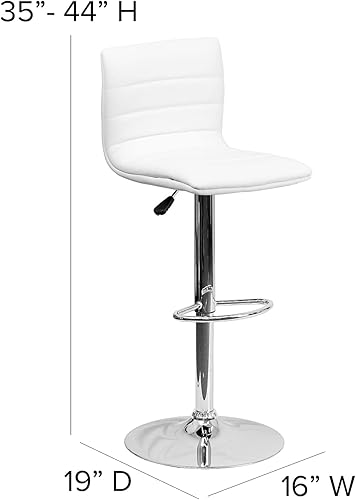 Miniatura 76 de Flash Funiture silla de bar ajustable con base cromada, Vinilo, Negro Negro -,Blanco,Marrón,Borgoña,Verde,Gris,Naranja,Púrpura,Rojo