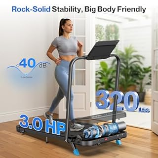 Foldable Treadmill with 10% Incline, 4 in 1 Compact Walking Pad Treadmill with Handle Bar for Home Small Spaces, 3.0HP Portable Quiet Under Desk Treadmills, 320LBS Capacity, Smart APP, LED Display