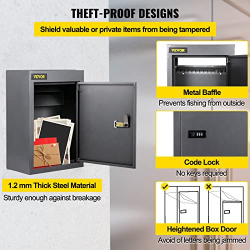 VEVOR Through The Wall Drop Box, 12.5''x6.3''x16.9'' Mail Drop Box w