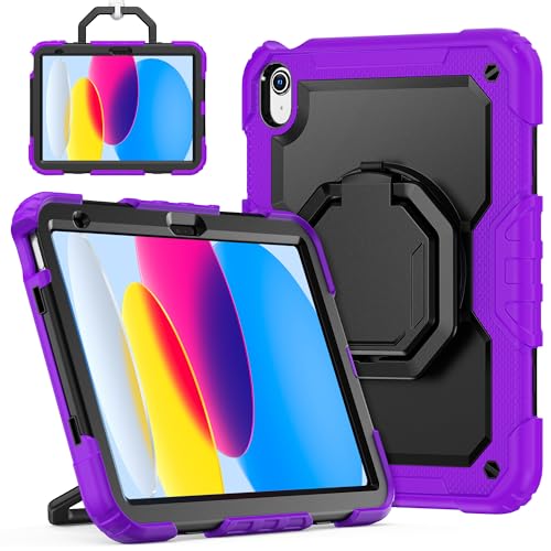 Housse iPad 11 pouces 2025 violette avec porte-stylo et poignée