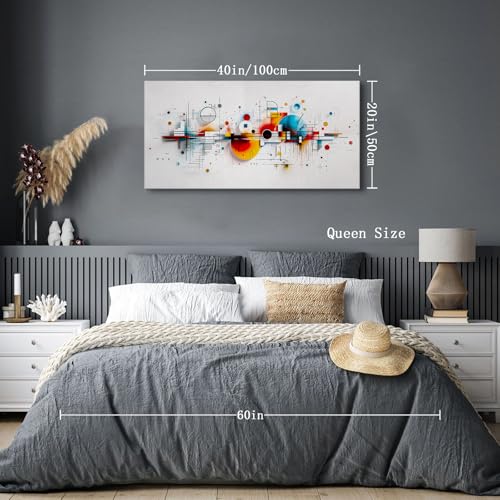 SERIMINO Colorful Abstract Large Wall Art, Geometric Dot Line Minimalist Canvas Prints Paintings, Modern Aesthetic Pictures Wall Decor Living Room Bedroom Game Room, Office Decor Artwork 20"X40"