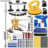 135Pcs Car Dent Puller Kit, Car Paintless Dent Remover Tool Kit with 3-in-1 T-bar Slide Hammer & Bridge Puller & Suction Cup, Dent Repair Kit for Remover Auto Body Hail Damage Large Small Dent