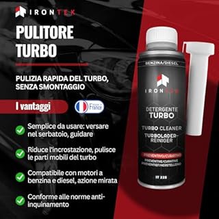 IRONTEK Pulitore Turbo Diesel e Benzina Senza Smontaggio 300ml – SNQR | IT225 | Pulizia Completa del Turbo | Efficacia Professionale | Preventivo e Curativo