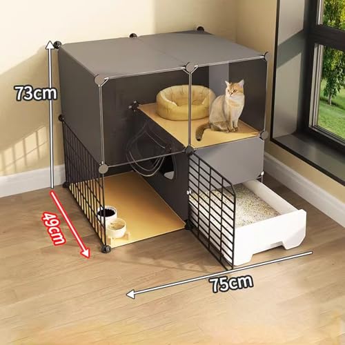 Cage pour chat intérieur modulable avec grand parc d'exercice amovible - 8