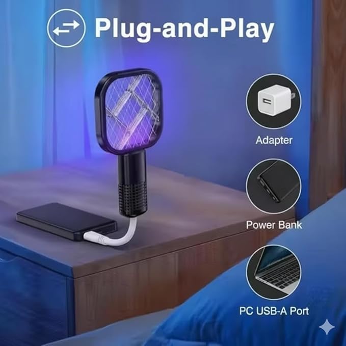 Image of USB Mosquito Killer Lamp with UV Light | Electric Insect Trap Racket | Portable Bug Zapper for Home