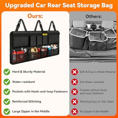 Trunk Organizer for SUV, 35.5" x 18.2" Large Capacity Car Organizers and Storage, Backseat Hanging Storage Bag with 10 Pockets, Adjustable & Waterproof Car Interior Accessories for SUV Truck MPV by Rhino Valley - Image 5