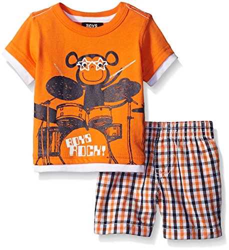Baby Boys' Rock 2 Pc Short Set Monkey Drums, Value Not Found, Value Not Found