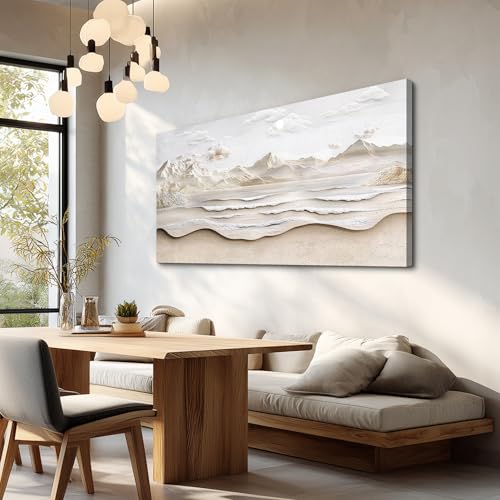 VXMXFTE Wall Decoration For Bedroom Natural Scenery Canvas Painting Wall Art For Living Room Dining Room Abstract Sea View With White Mountain Landscape Painting Artwork Offices Home Decor 24x48 In by VXMXFTE - Used condition - Image 6