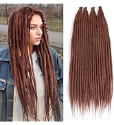MYQUEEN Dreadlock Extensions Brown 24 inch Synthetic Crochet Hair Fake Dreads Extensions Handmade...