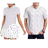 Funny Different Love Pose Couple Golf Shirts,Women's Matching Hawaiian Golf Shirt for Couple,Moisture Wicking Couple Polo Shirt White3 M