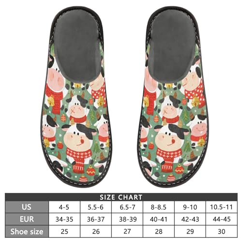 Slippers for Women Cute Cow Christmas Pattern Design Soft Fuzzy Women's Slippers Indoor and Outdoor Shoes3