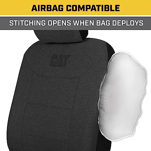 Cat CozyBlend Car Seat Covers, Charcoal Heather - Premium Jersey Fabric Seat Covers for Cars Trucks SUV, Breathable Cotton Car Seat Covers Front Seats Only, Universal Fit Automotive Interior Covers by CAT - Image 6