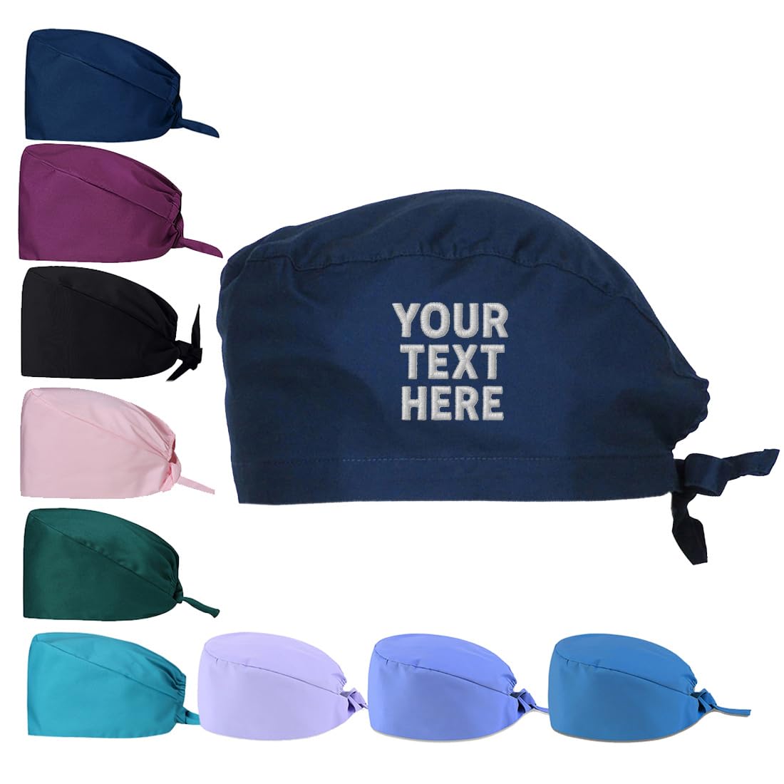 Van Der Linn Unisex Navy Blue Personalised Embroidered Surgical Scrub Cap Cotton Adjustable Scrub Hat (Cotton, )