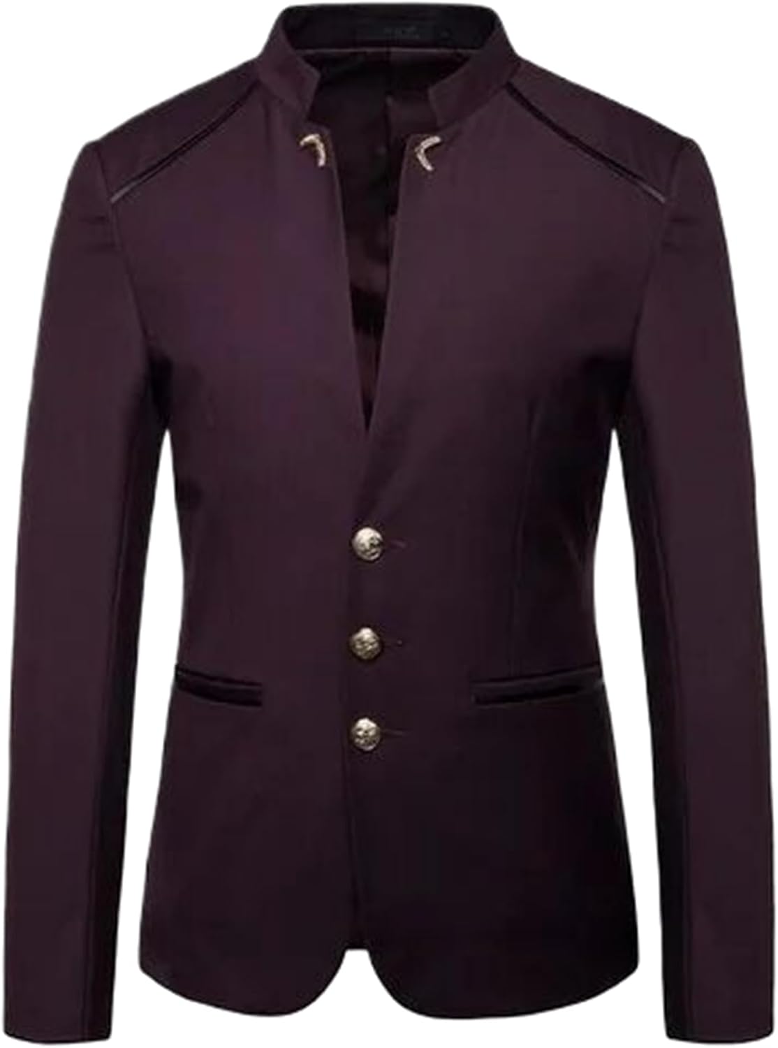Men's Stand Up Collar Blazer Coat Wedding Party Dress Jacket Slim Fit Single Breasted Suit